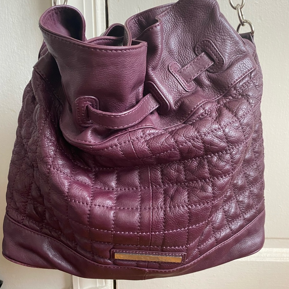 BCBG Max Azria Plum Leather Large Hobo - Picture 3 of 7